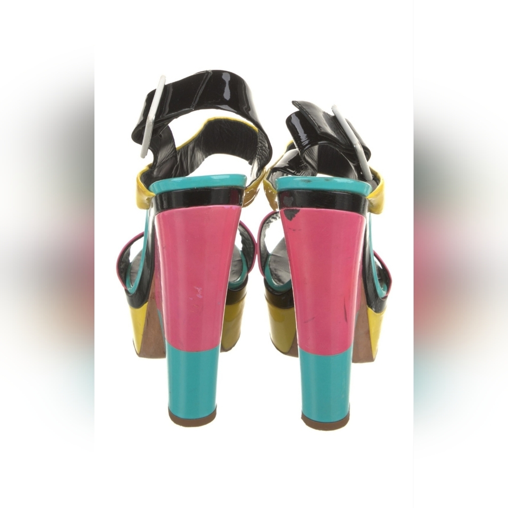 Giuseppe ZanottiPatent Leather Colorblock Pattern Sandals, Size 9.5 - Picture 5 of 5